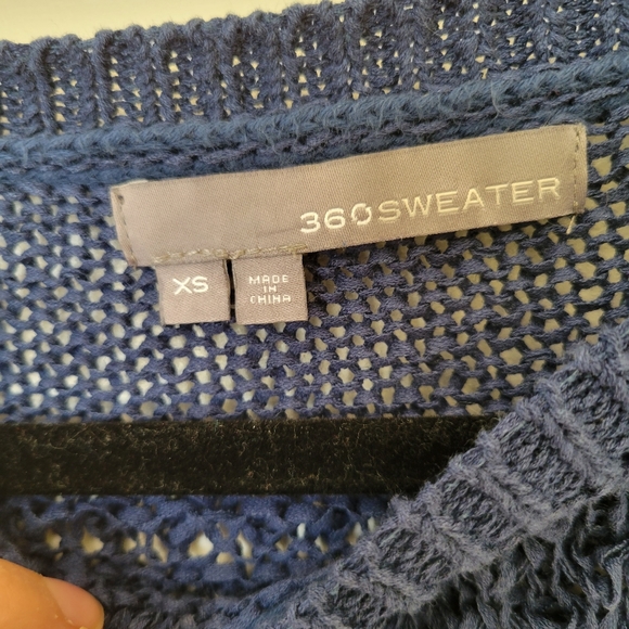360 SWEATER  super cute blue open mesh knit jumper - Picture 6 of 8